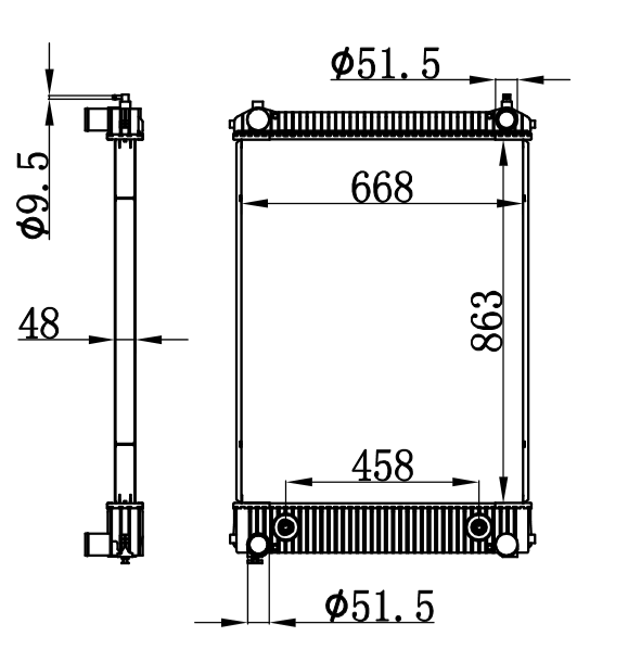 FREIGHTLINER AT RADIATOR BHTD5970,D5970,FR67,F1582,BHTF1582,BHTE4690,E4690,F2075