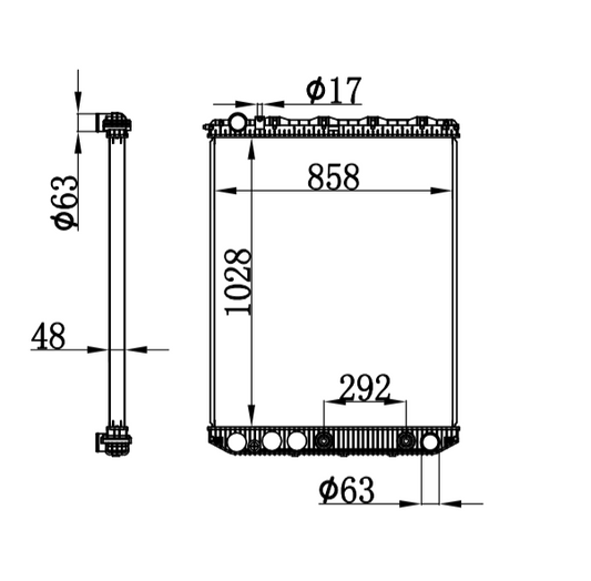 MACK truck radiator 209565521,2MF549M,M7537001,20956552,21504548,M5734100,M5741100,M5745100,206566552,20956564,85111314,21146403,21146404,21298076,21504536,21504548,85125539,21593032,21593038
