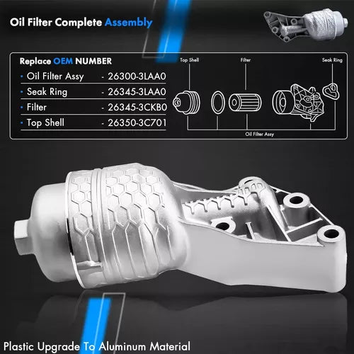 26300-3LAA0 Auto Aluminum Oil Filter Complete Assembly Kit for Hyundai/Kia